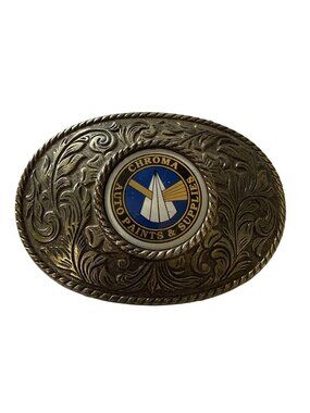 Chroma Auto Paints & Supplies Vintage Belt Buckle Ornate Brass-Tone Oval Design